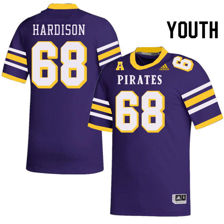 Youth #68 Trey Hardison ECU Pirates College Football Jerseys Stitched-Throwback